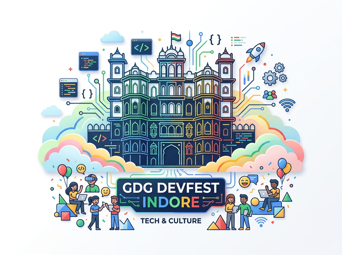GDG DevFest Indore Tech and Culture Illustration